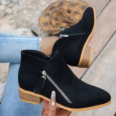 🔥Last Day 69% OFF🔥Women’s Comfort Walking Ankle Boots – Low Heel, Zipper Closure, Orthopedic Arch Support