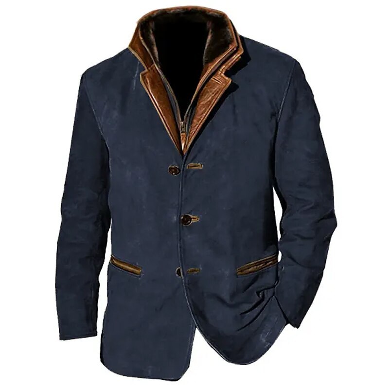 Men's Lightweight Jacket Jacket Casual Jacket Suede Jacket Outdoor Daily Wear Pocket Fall Plain Vintage Casual Lapel Regular Black Navy Blue Brown Khaki Coffee Jacket