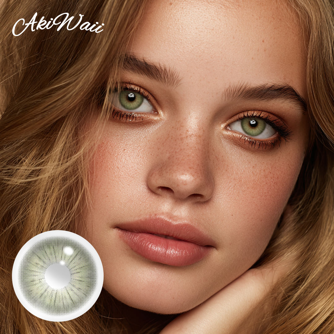 Akiwaii Rome Times Olive Green Contacts | Natural Yearly Lenses