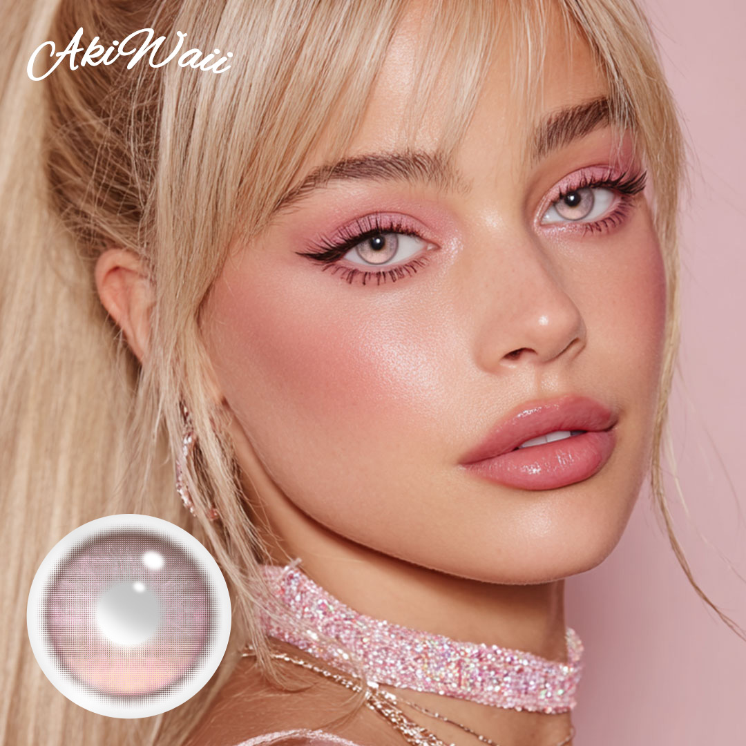 Akiwaii Cherry Pop Pink Yearly Contacts – Soft, Bright & Natural Pink Eyes