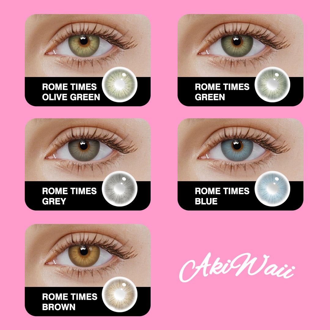 Akiwaii Rome Times Olive Green Contacts | Natural Yearly Lenses