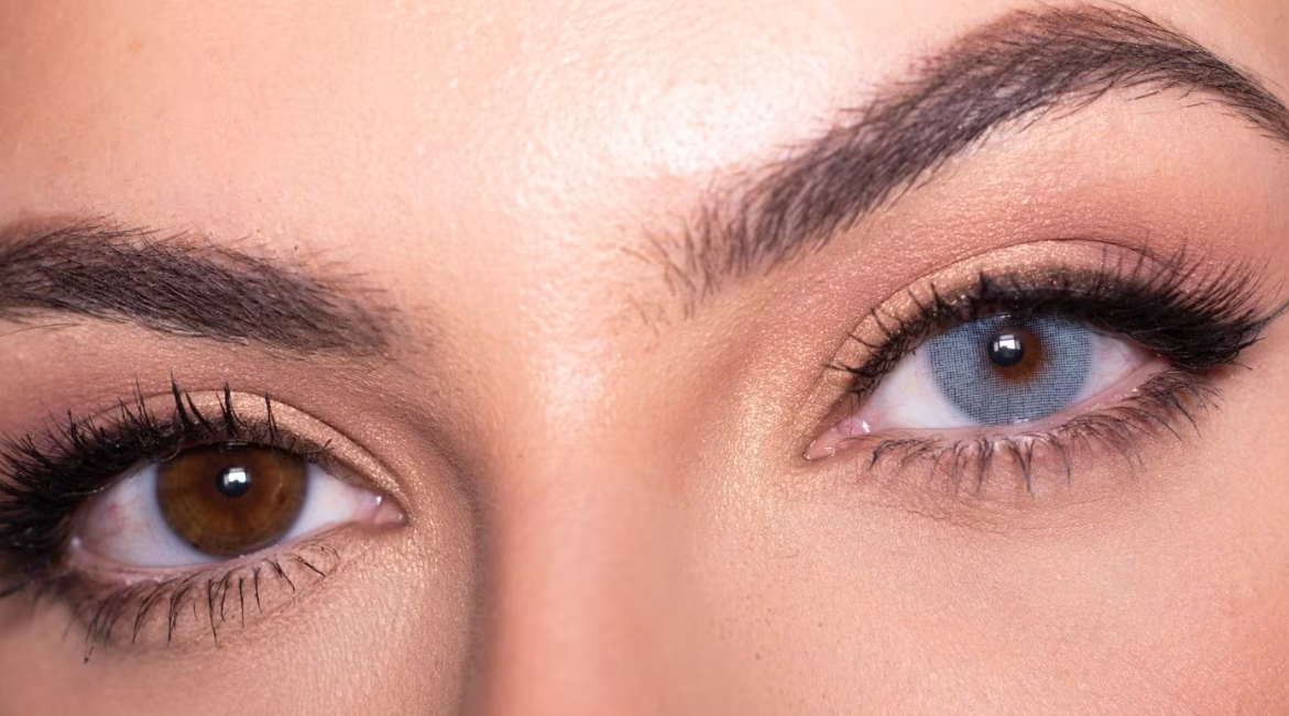 grey lenses on dark eyes