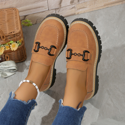 Orthoture Metal Buckle Orthopedic Platform Loafers
