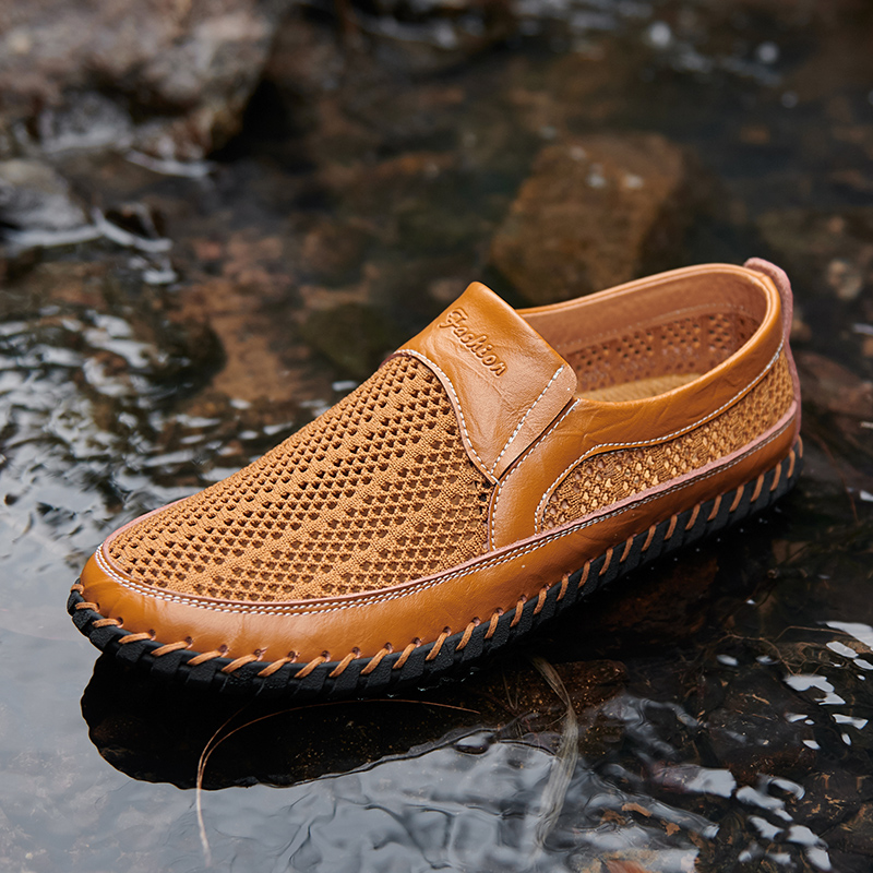 BreezeStep: Men’s Slip-On Boat Shoes with Breathable Upper, Rubber Outsole, and Double-Stitch Durability