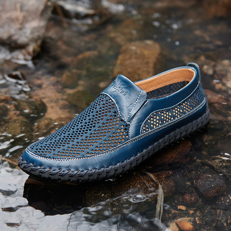 BreezeStep: Men’s Slip-On Boat Shoes with Breathable Upper, Rubber Outsole, and Double-Stitch Durability