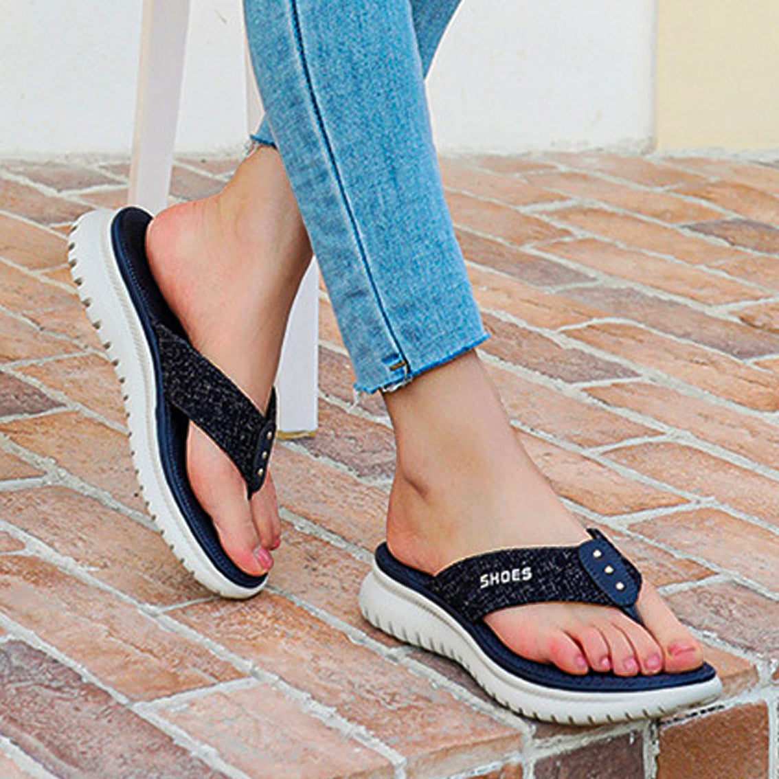 Women Flip Flop Slides Comfortable T- Strap Slippers