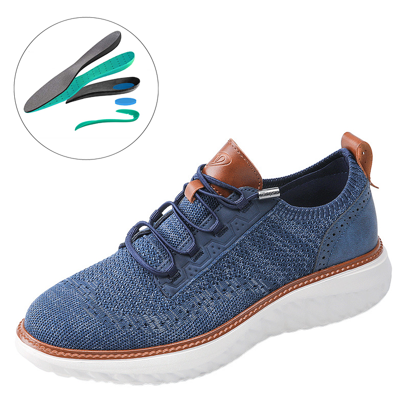 Men's Breathable Knit Mesh Casual Sneakers, Lightweight Non-Slip Shoes with Soft Interior Lining