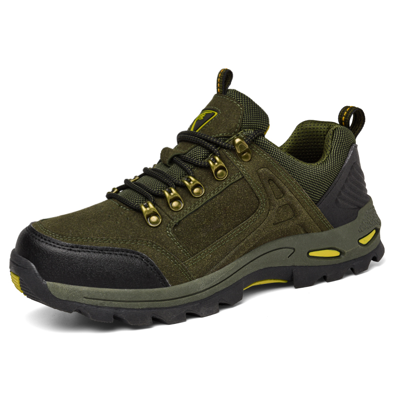 Men's non-slip hiking/work shoes, wide last, arch support, cushioning and comfort.