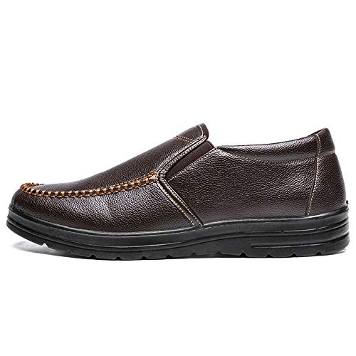 Mens Genuine Leather Casual Comfy Arch Support Slip-On Loafers