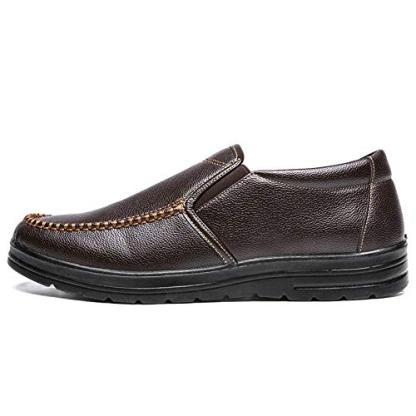 Mens Genuine Leather Casual Comfy Arch Support Slip-On Loafers