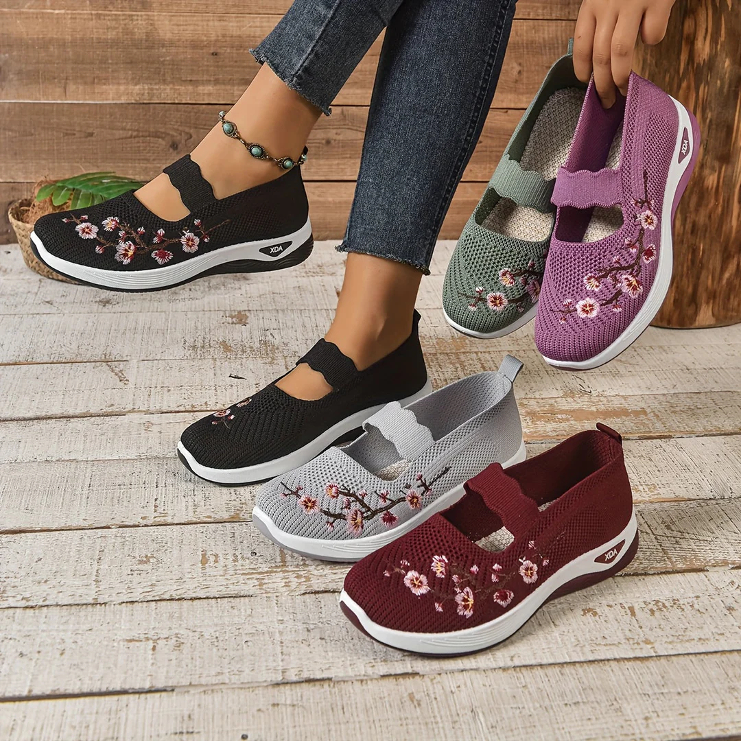 🔥Last Day Promotion 70% OFF🔥- Women's comfortable breathable floral knitted sneakers
