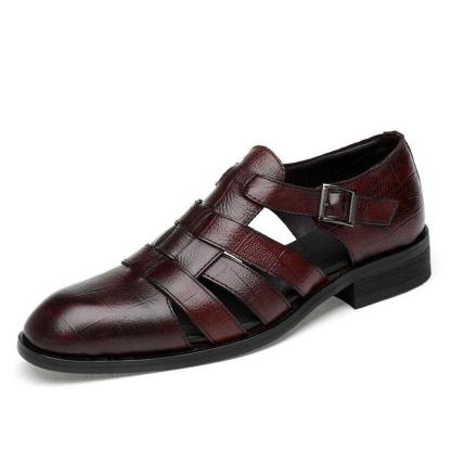 Men's Business Casual Sandals Ankle Strap Flats Soft Shoes