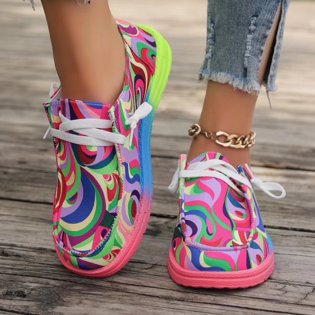 🔥LAST DAY 70% OFF - Women's Casual Comfy Lightweight Abstract Color Canvas Shoes
