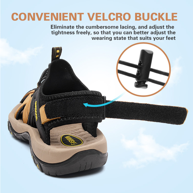 MEN'S GENUINE LEATHER BAOTOU BEACH HOLE SANDALS