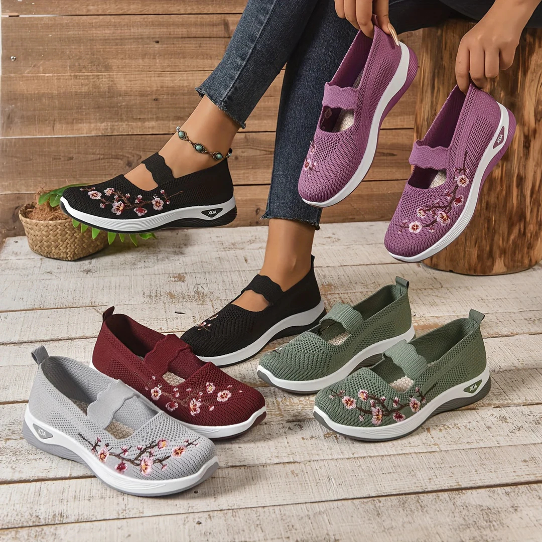 🔥Last Day Promotion 70% OFF🔥- Women's comfortable breathable floral knitted sneakers