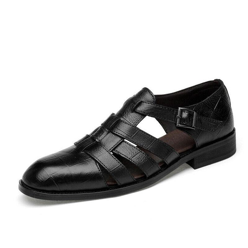 Men's Business Casual Sandals Ankle Strap Flats Soft Shoes