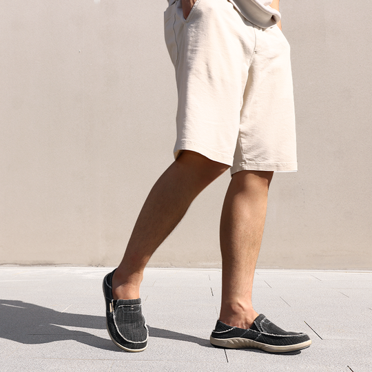 Men's Canvas Arch Support Slippers with Anti-Skid Rubber Sole