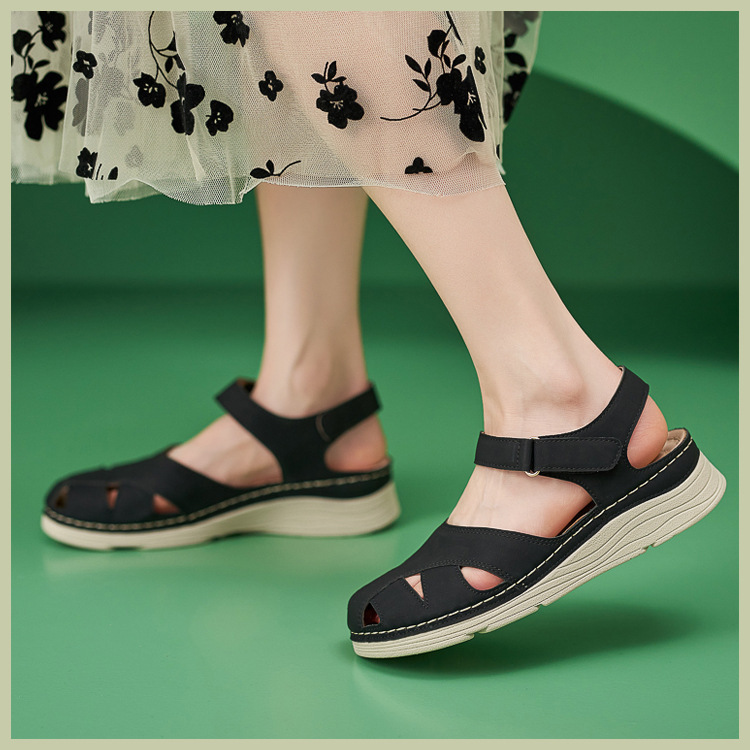 Casual Orthopedic Velcro Walking Wedge Toe Sandals
