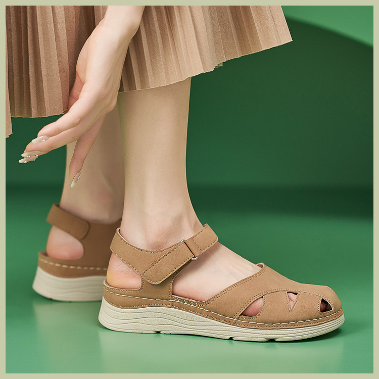 Casual Orthopedic Velcro Walking Wedge Toe Sandals