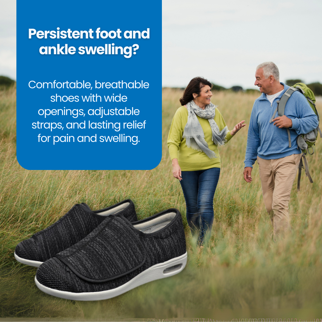 Wide Pain Relief Diabetic Shoes Black Grey