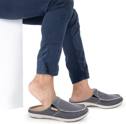 Men's Canvas Arch Support Slippers with Anti-Skid Rubber Sole