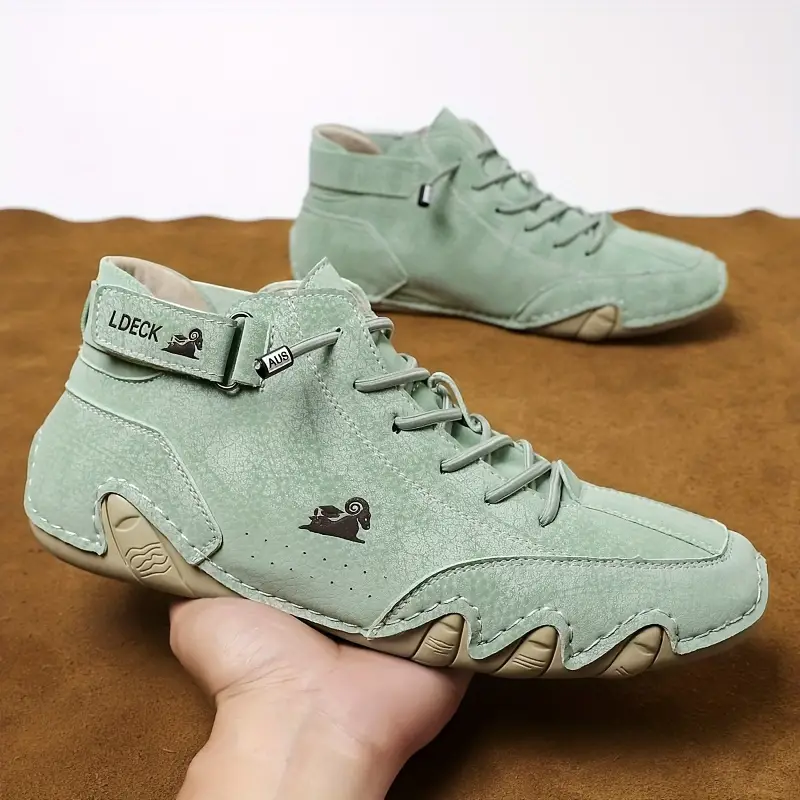 Waterproof Boots Comfortable For Winter，Unisex Italian Handmade Suede Velcro High Boots