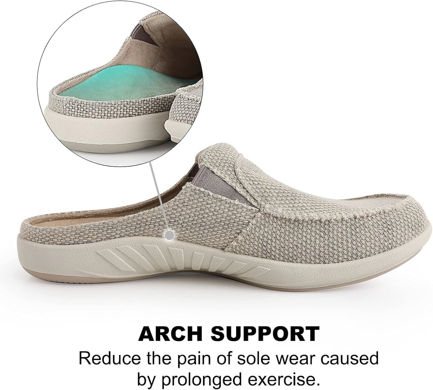 Men's Canvas Arch Support Slippers with Anti-Skid Rubber Sole
