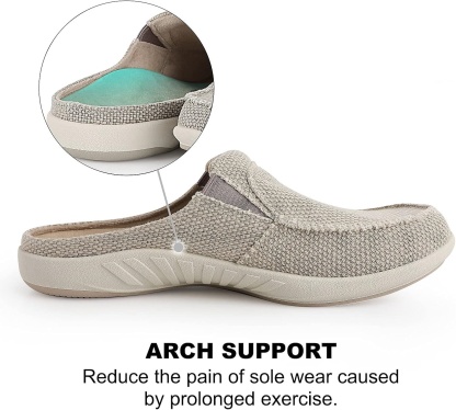 Men's Canvas Arch Support Slippers with Anti-Skid Rubber Sole