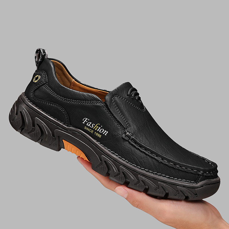 Mens Comfortable Leather Moccasin Chukka Boots Non-Slip Outdoor Work Boots