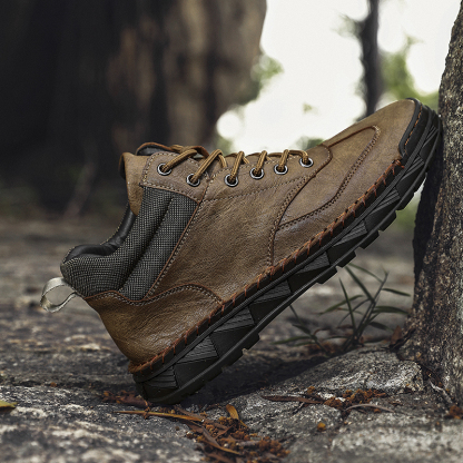 ⏰Limited Time Sale 70% OFF - Men's Handmade Leather Boots - Wide Toe Arch Support Aankle Support