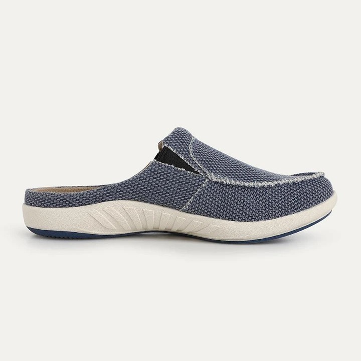 Men's Canvas Arch Support Slippers with Anti-Skid Rubber Sole