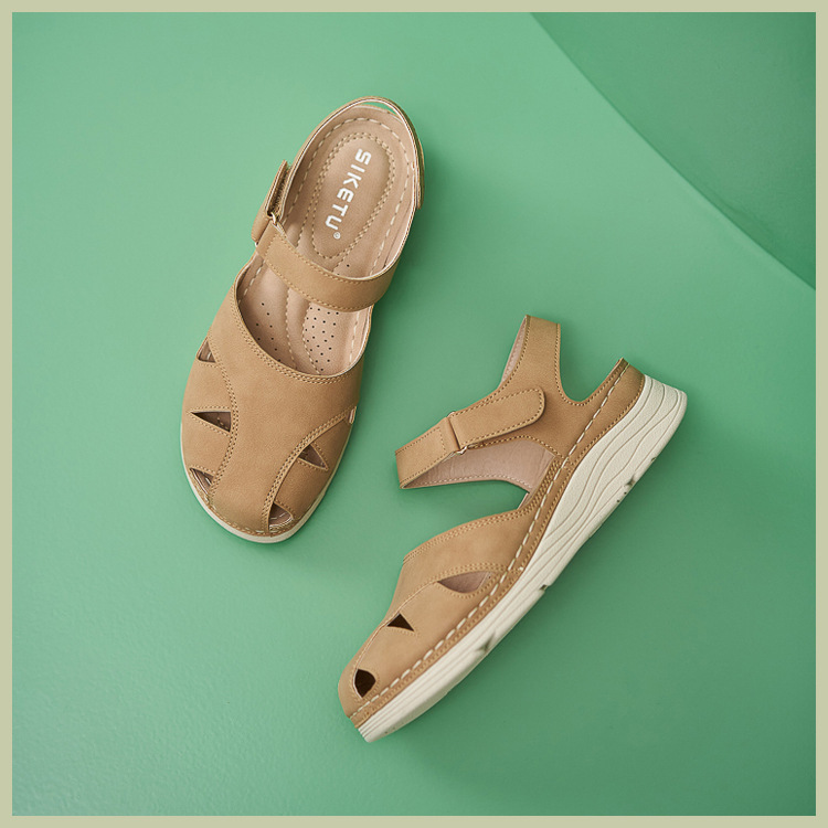 Casual Orthopedic Velcro Walking Wedge Toe Sandals