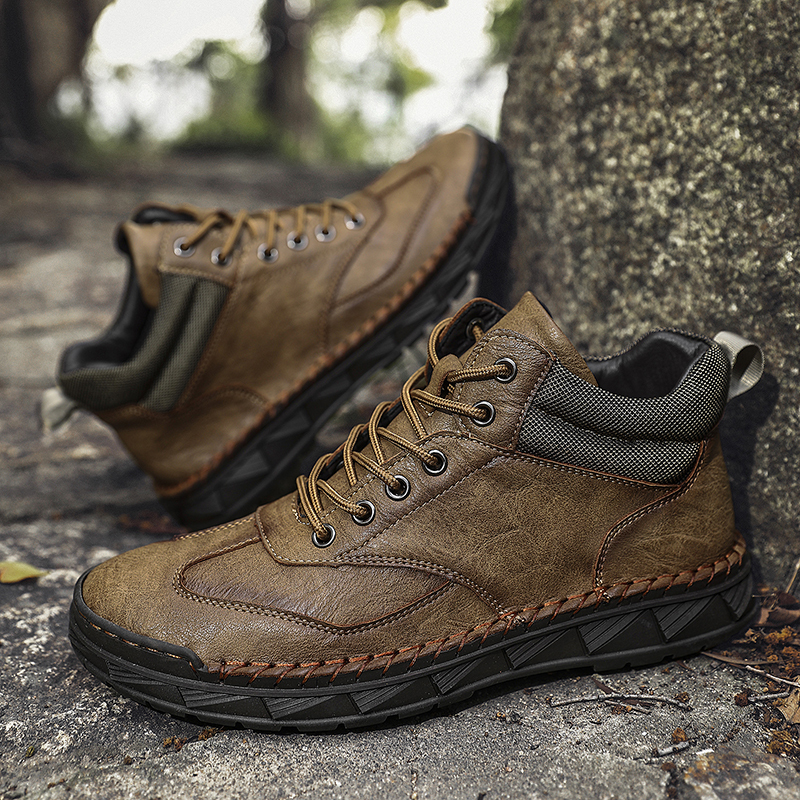 ⏰Limited Time Sale 70% OFF - Men's Handmade Leather Boots - Wide Toe Arch Support Aankle Support