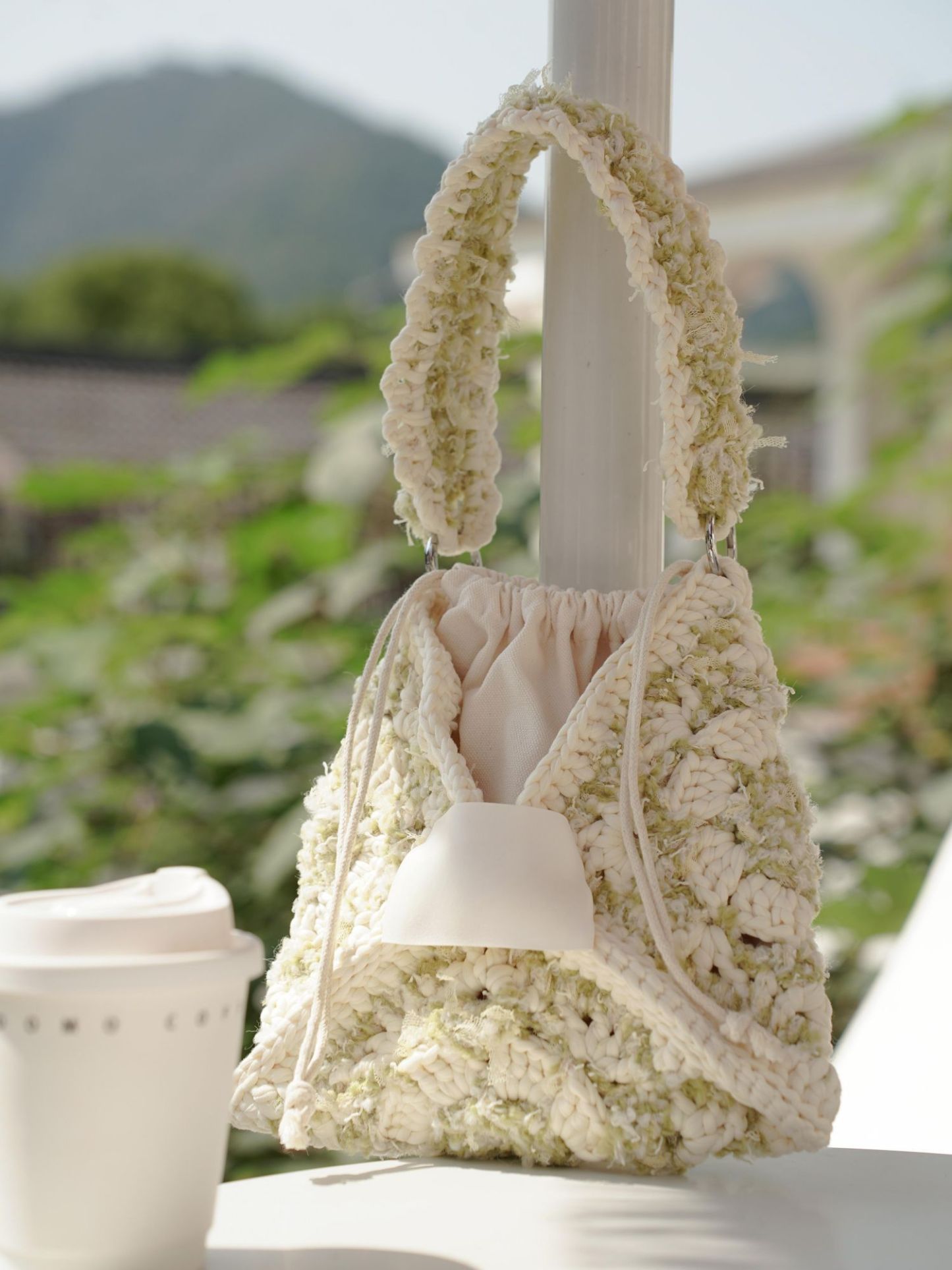 Hand mixed thread flower bag DIY material bag crocheted shoulder handmade gift original-HOOKSTH