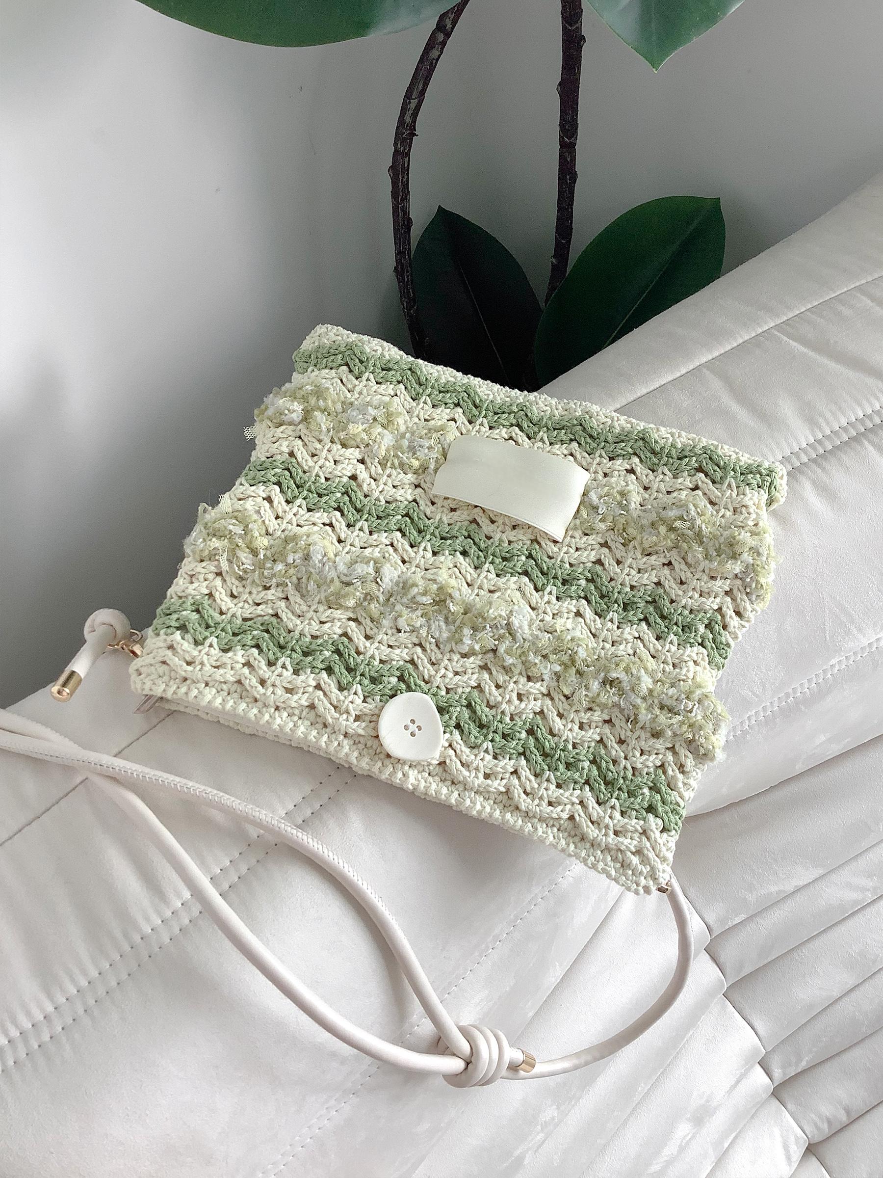 Hand mixed thread Bobo Bag DIY Material Bag Woven Handmade Bag Crocheted Original Contrast Color One Shoulder Crossbody-HOOKSTH