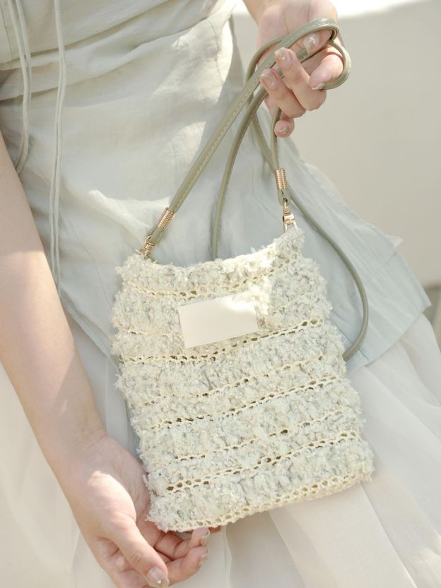 Hand mixed thread Ribbon Mobile Phone Crossbody Bag DIY Material Bag Crocheted Handmade Gift Original Valentine's Day Girlfriend Birthday-HOOKSTH