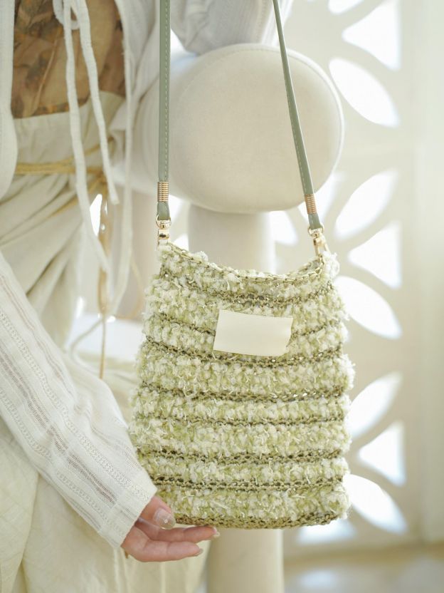 Hand mixed thread Ribbon Mobile Phone Crossbody Bag DIY Material Bag Crocheted Handmade Gift Original Valentine's Day Girlfriend Birthday-HOOKSTH