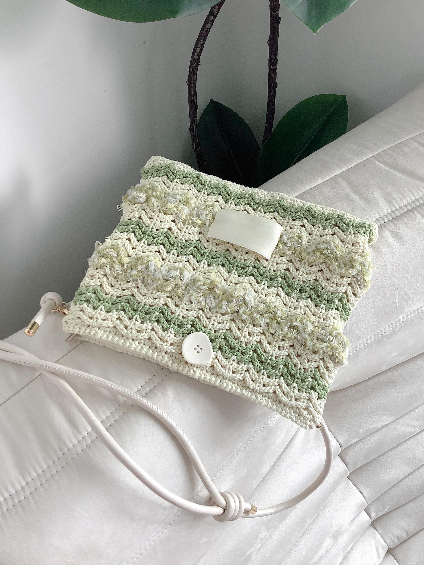 Hand mixed thread Bobo Bag DIY Material Bag Woven Handmade Bag Crocheted Original Contrast Color One Shoulder Crossbody-HOOKSTH
