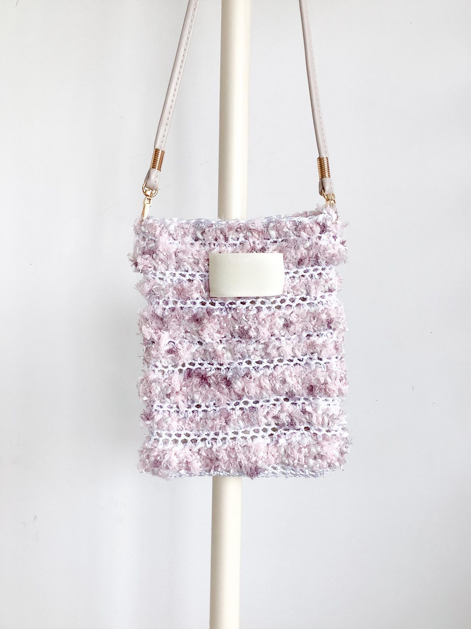 Hand mixed thread Ribbon Mobile Phone Crossbody Bag DIY Material Bag Crocheted Handmade Gift Original Valentine's Day Girlfriend Birthday-HOOKSTH