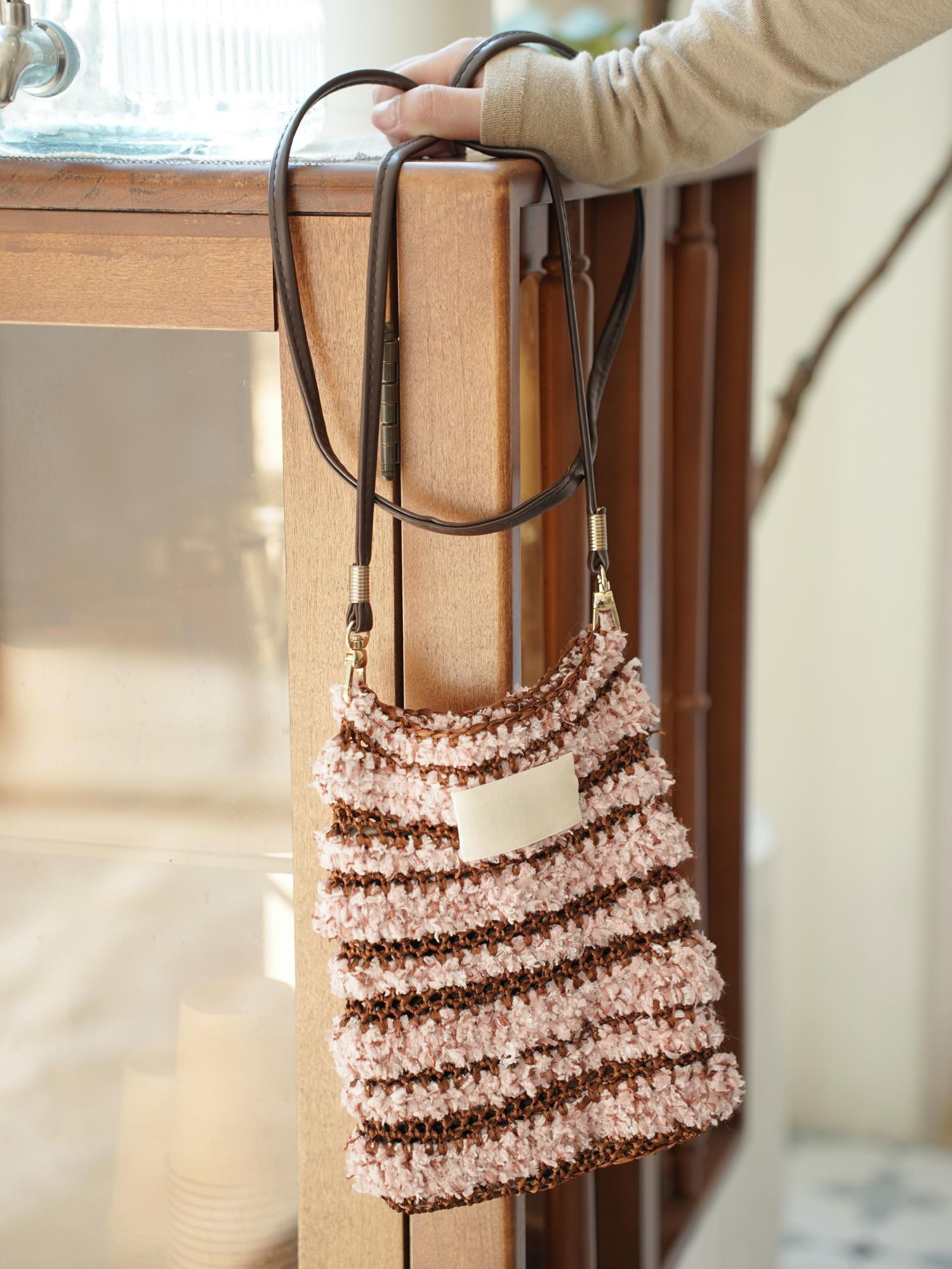 Hand mixed thread Ribbon Mobile Phone Crossbody Bag DIY Material Bag Crocheted Handmade Gift Original Valentine's Day Girlfriend Birthday-HOOKSTH