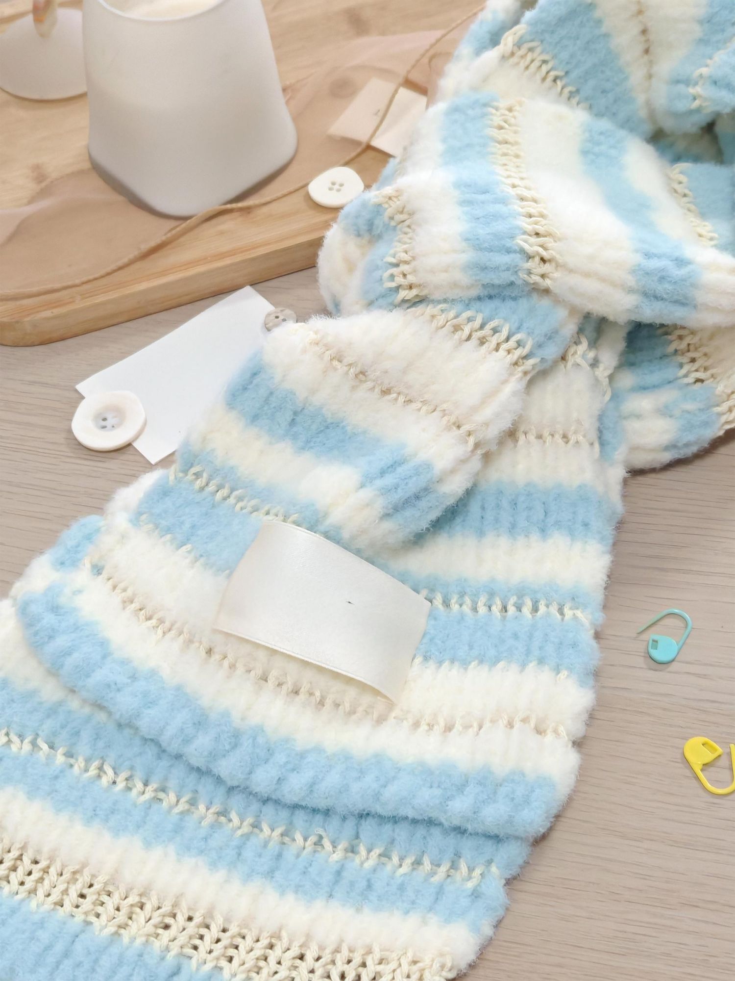 Marshmallow mix color scarf DIY material package woven handmade gift original contrasting color couple autumn and winter Christmas Valentine's Day New Year-HOOKSTH