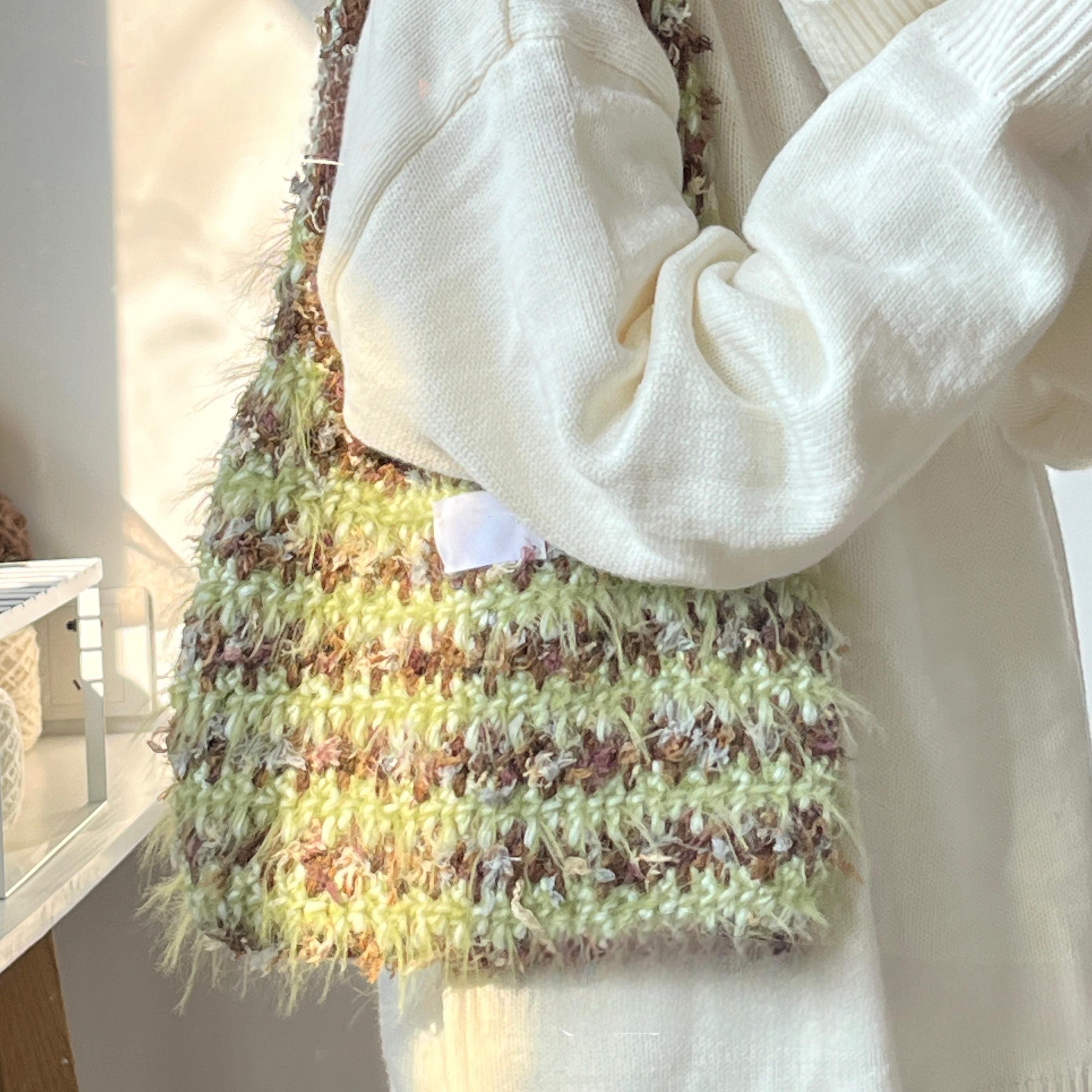 Hand mixed thread color matching striped armpit bag DIY material bag h