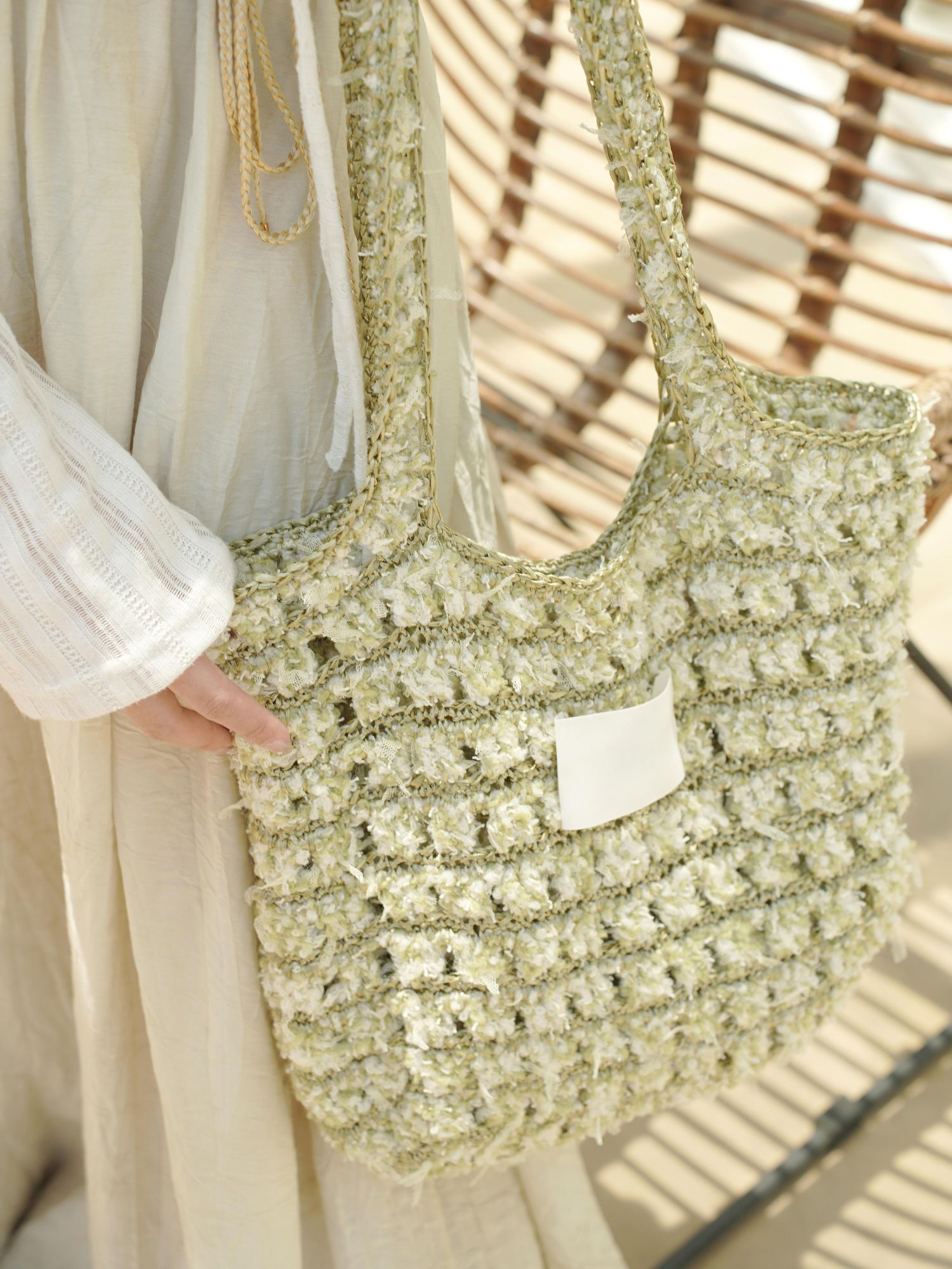 Hand Mixed Waffle Ribbon Bag DIY Material Bag Handwoven Gift Birthday Girlfriend Valentine's Day Girlfriend Gift-HOOKSTH