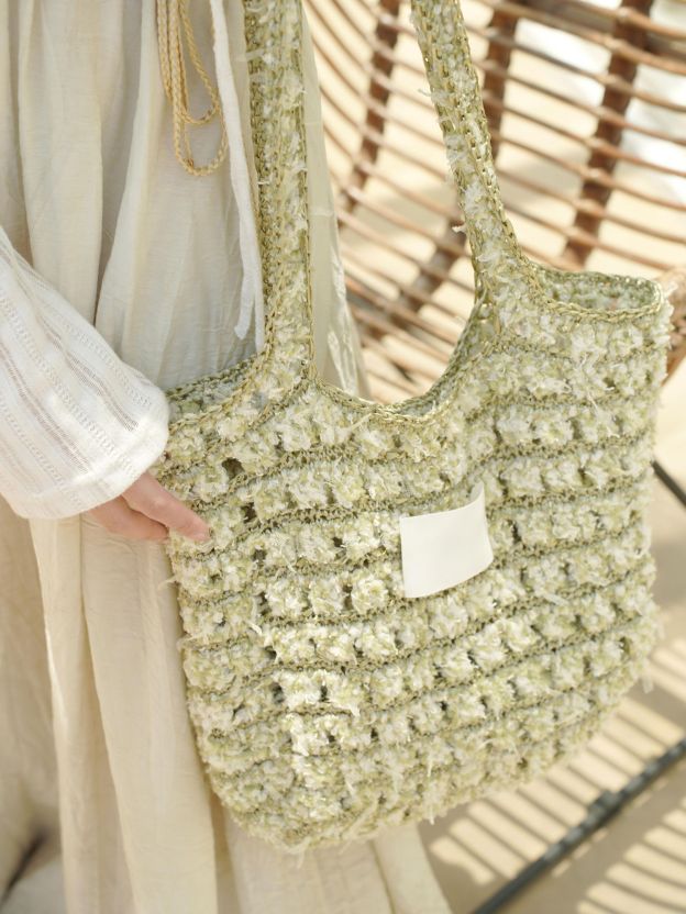 Hand Mixed Waffle Ribbon Bag DIY Material Bag Handwoven Gift Birthday Girlfriend Valentine's Day Girlfriend Gift-HOOKSTH