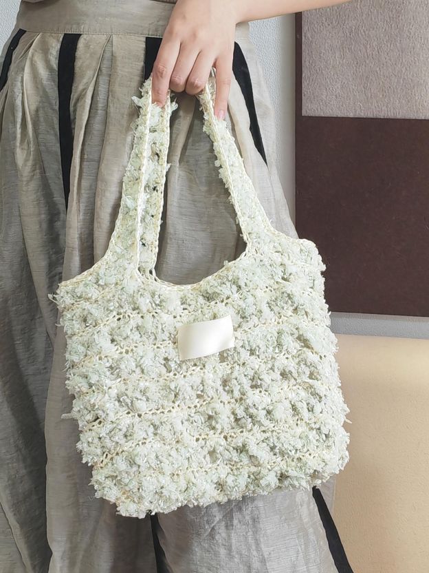 Hand Mixed Waffle Ribbon Bag DIY Material Bag Handwoven Gift Birthday Girlfriend Valentine's Day Girlfriend Gift-HOOKSTH