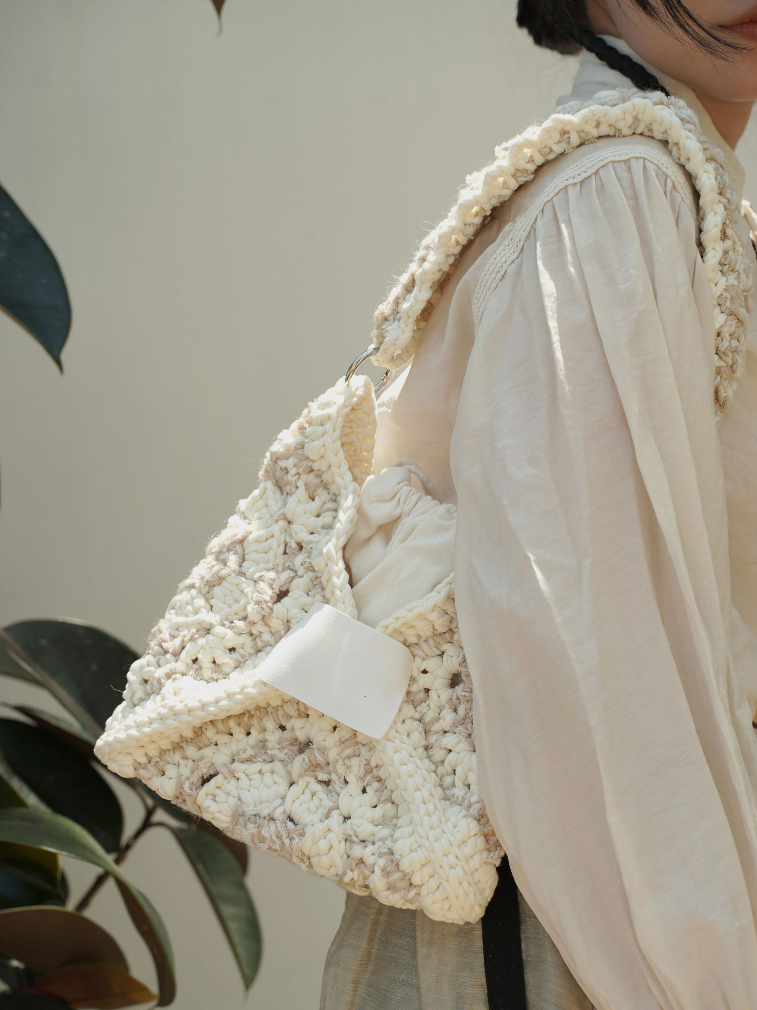 Hand mixed thread flower bag DIY material bag crocheted shoulder handmade gift original-HOOKSTH