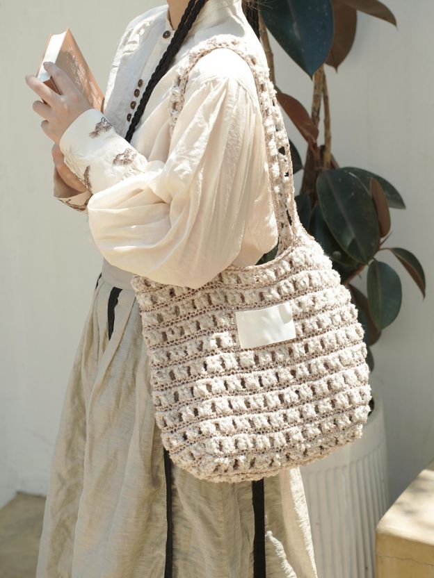 Hand Mixed Waffle Ribbon Bag DIY Material Bag Handwoven Gift Birthday Girlfriend Valentine's Day Girlfriend Gift-HOOKSTH