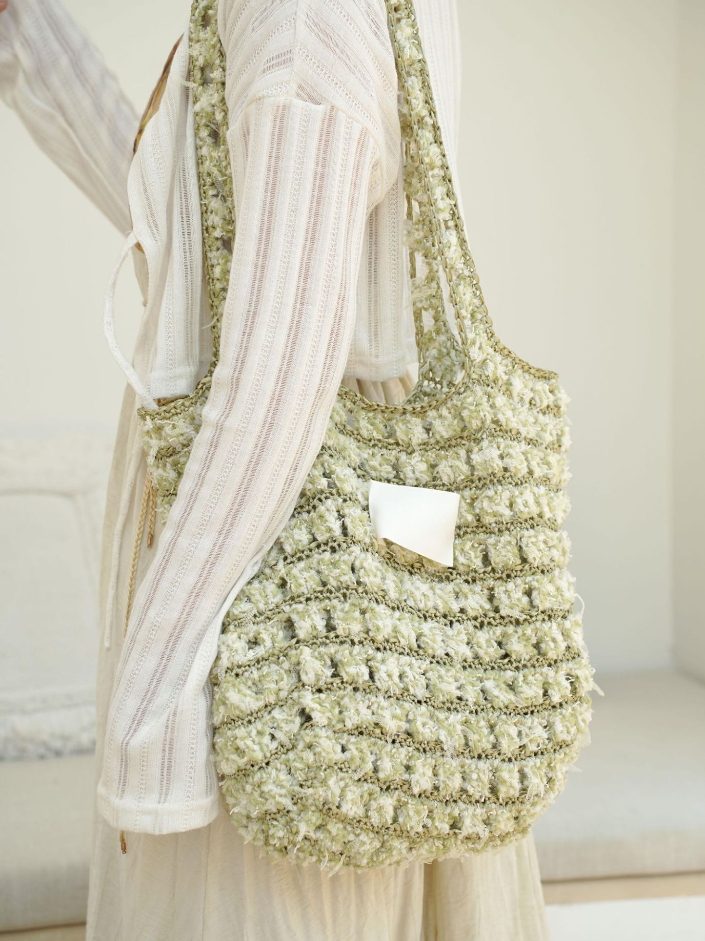 Hand Mixed Waffle Ribbon Bag DIY Material Bag Handwoven Gift Birthday Girlfriend Valentine's Day Girlfriend Gift-HOOKSTH