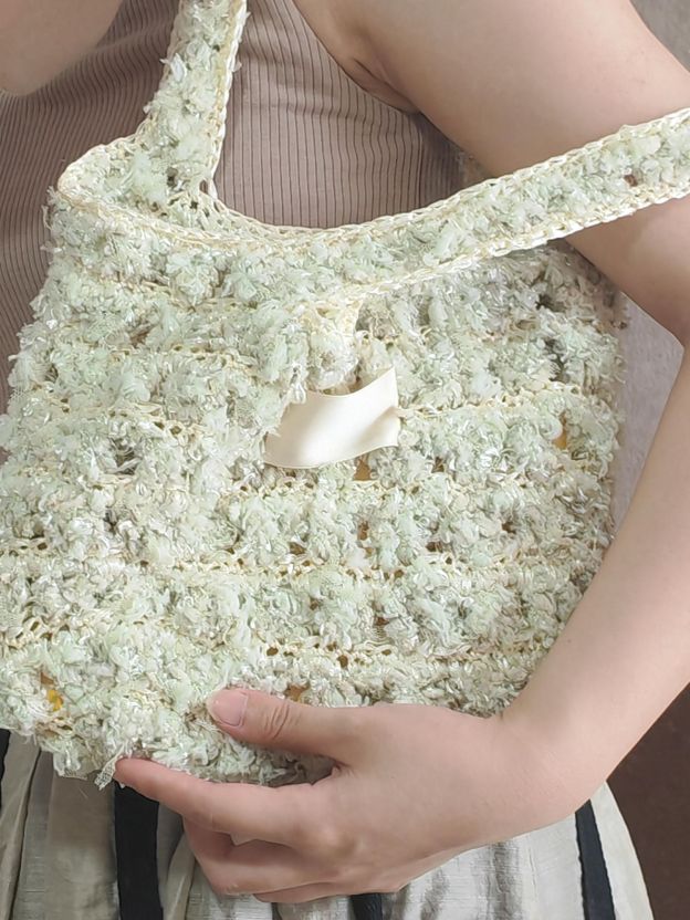 Hand Mixed Waffle Ribbon Bag DIY Material Bag Handwoven Gift Birthday Girlfriend Valentine's Day Girlfriend Gift-HOOKSTH