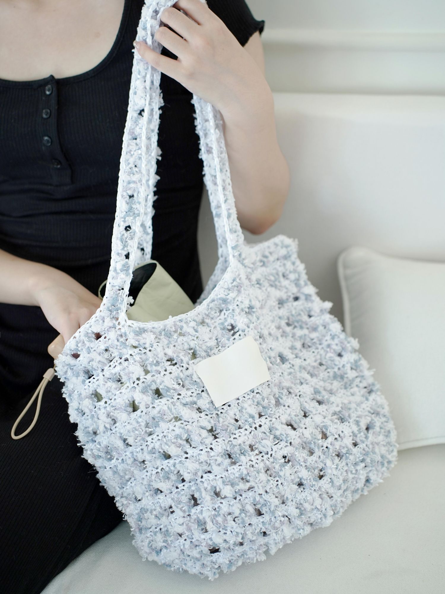 Hand Mixed Waffle Ribbon Bag DIY Material Bag Handwoven Gift Birthday Girlfriend Valentine's Day Girlfriend Gift-HOOKSTH